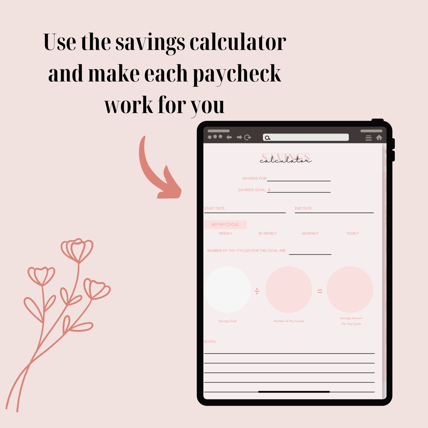Digital Budget Planner 💲 | Pink Simple Floral Aesthetic 🌷