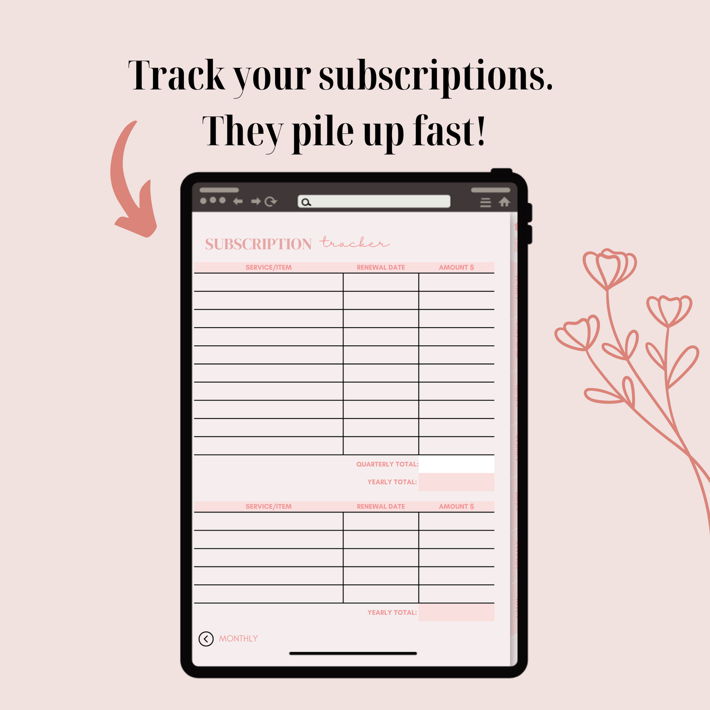 Digital Budget Planner 💲 | Pink Simple Floral Aesthetic 🌷