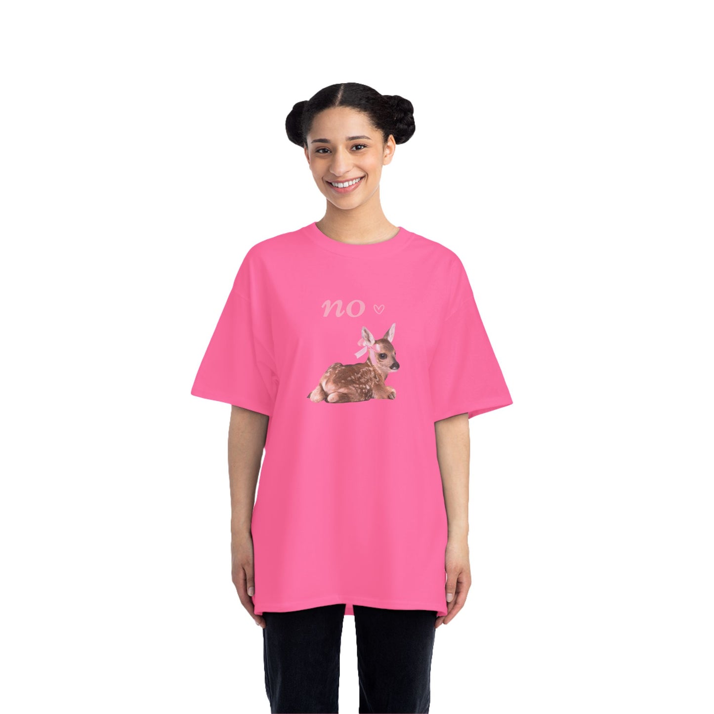 Funny Fawn with Pink Bow girly oversized T-Shirt 🎀