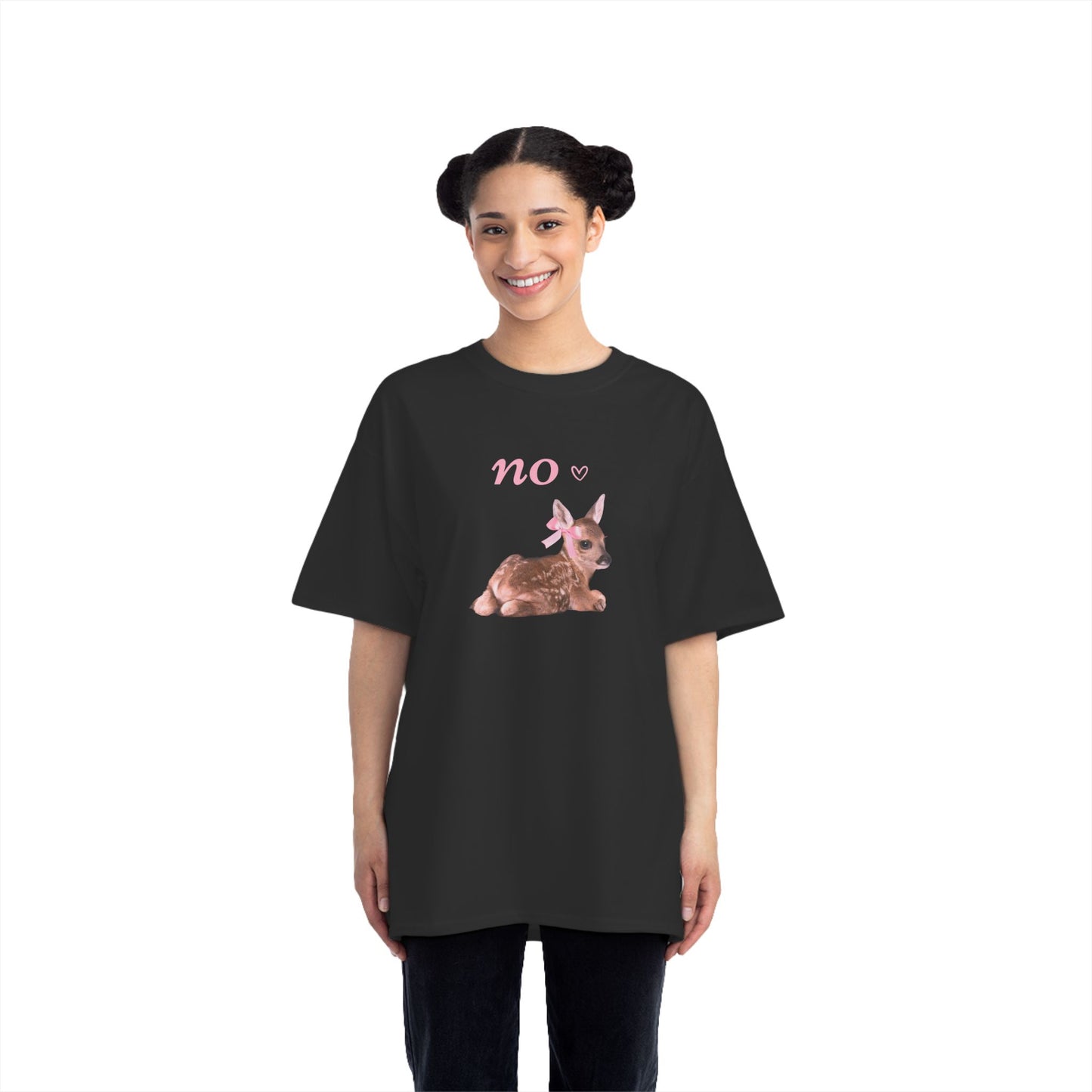 Funny Fawn with Pink Bow girly oversized T-Shirt 🎀