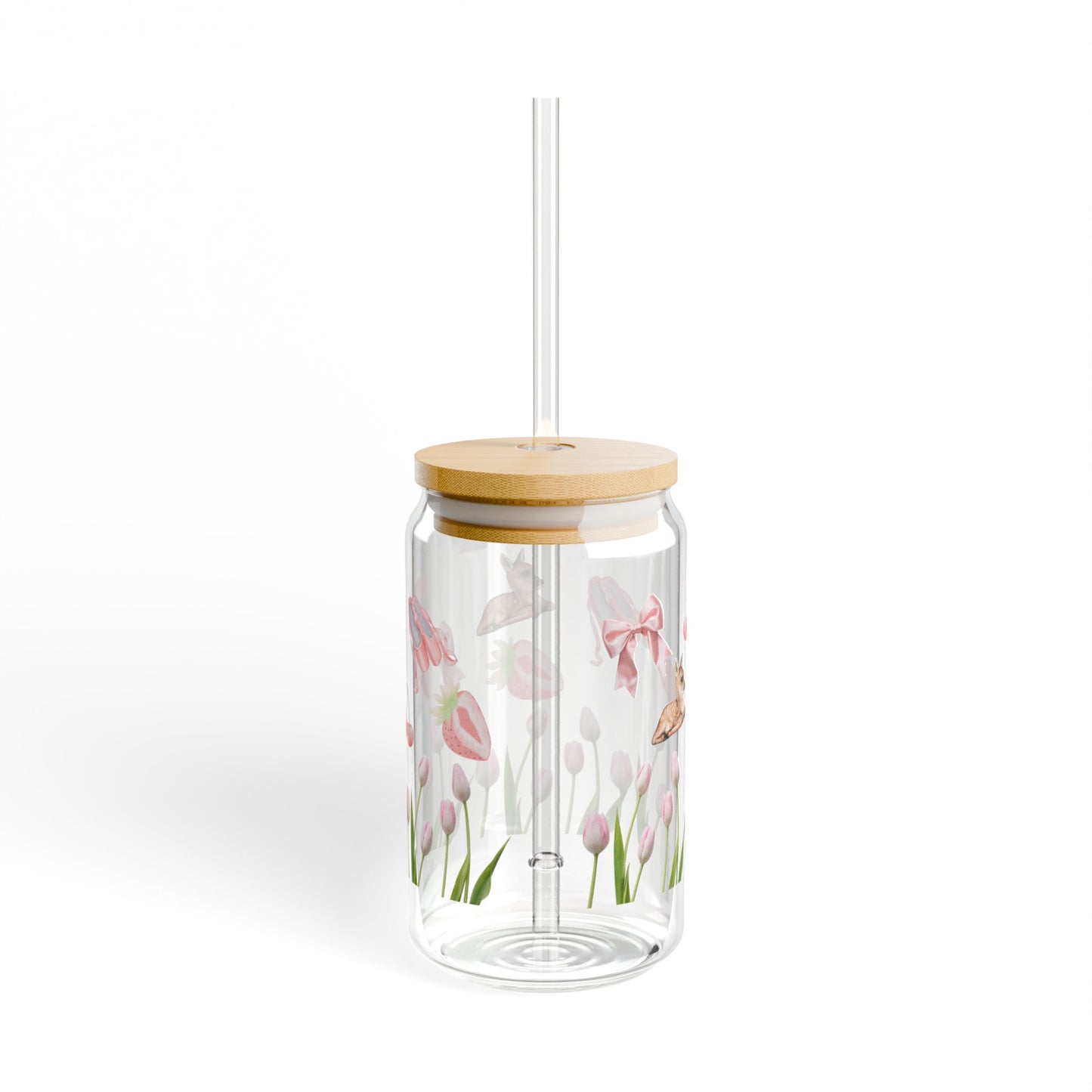 Cute Pink Coquette Aesthetic | Glass Tumbler with Straw and Lid 🎀